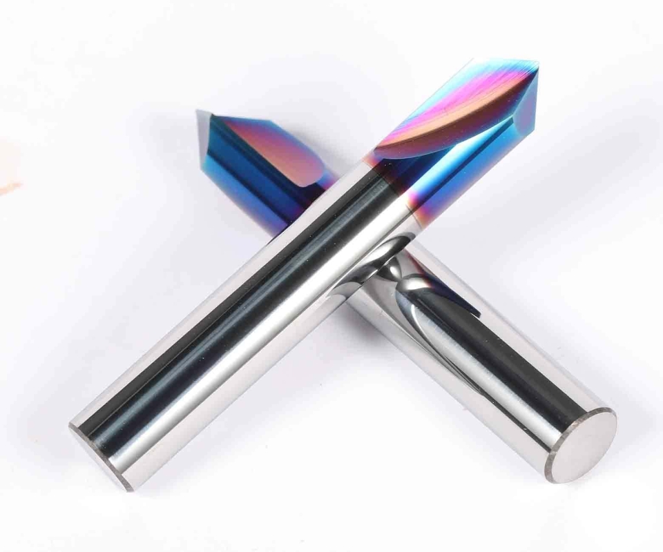 Фреза концевая синяя твердосплавная фасочная HRC55