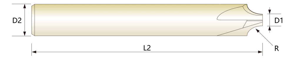 Фреза концевая для скругления углов для алюминия HRC55