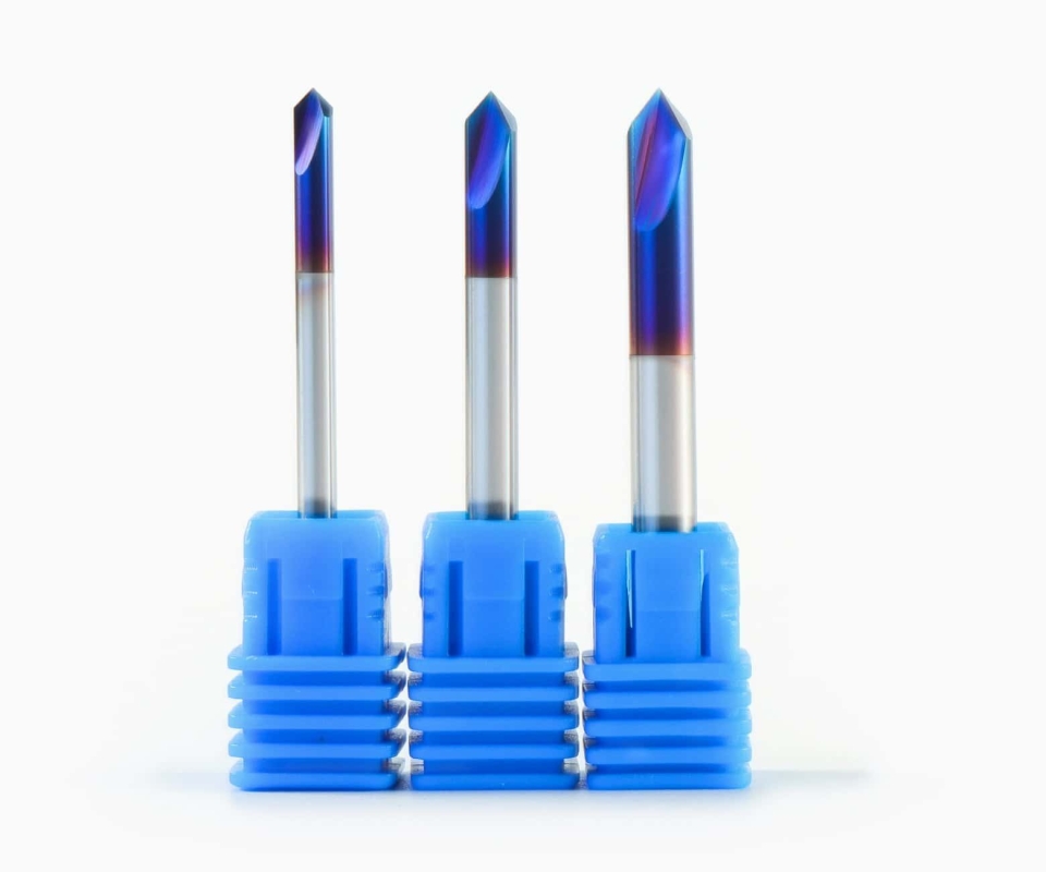 Фреза концевая синяя твердосплавная фасочная HRC55